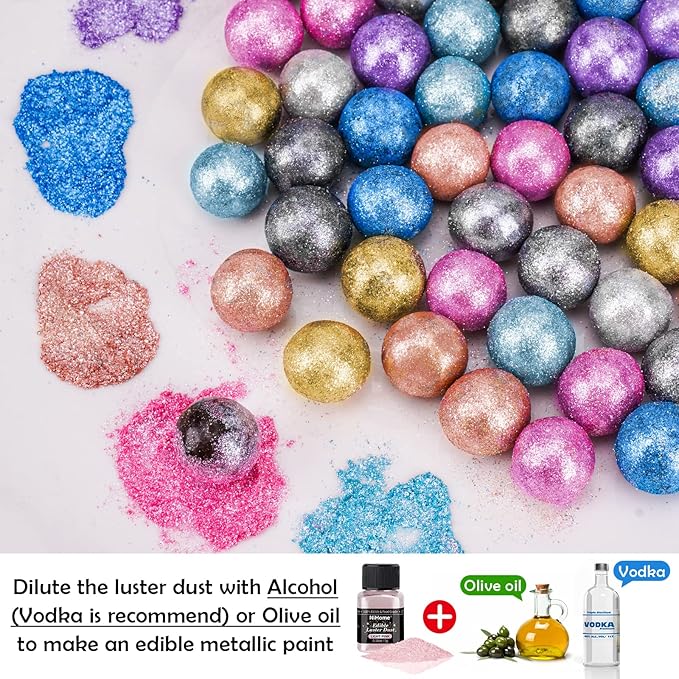 NiHome Edible Food-Grade Glimmer Powder Glitter Luster Dust Metallic Food Decorating Sprinkle Glimmery Dust for Drink Wine Beverage Cake Candy Dessert Bakery Restaurant Vegan (0.18oz/5g, Light Pink)
