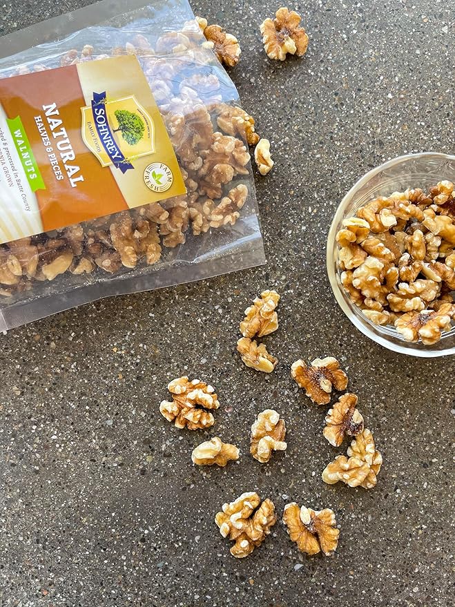 Raw Natural California Walnuts Halves and Pieces 12 oz (Pack of 2)