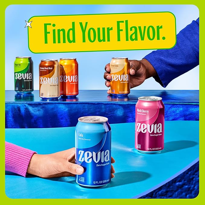 Zevia Zero Sugar Soda, Lemon Lime Twist, 12 oz Cans (24-Pack) ??Naturally Sweetened, Non-GMO Project Verified, Gluten-Free, Vegan
