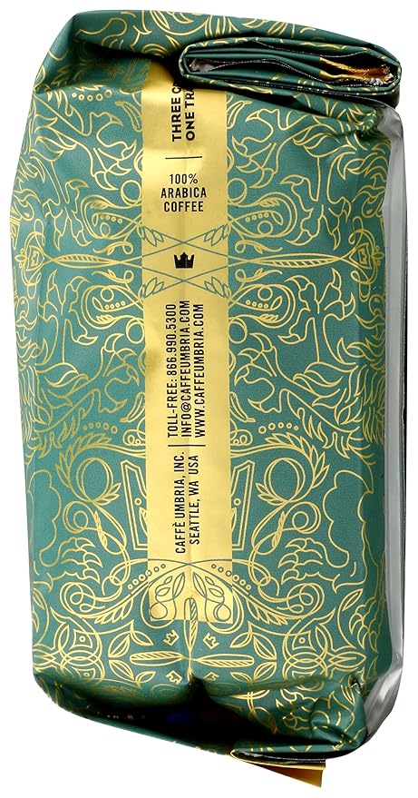 Caffe Umbria Fresh Seattle Whole Bean Roasted Coffee, Leone Blend Light Roast 12oz. bag