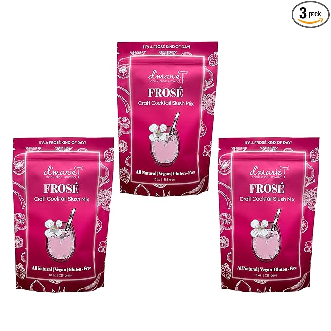 Frozen Cocktail Drink Mix - Each Bag Makes 10 Wine Slushies - Drink Powder Pouches for Alcohol - All Natural Low Sugar Mixer, No Blender Needed - Fros챕, 3 Pack