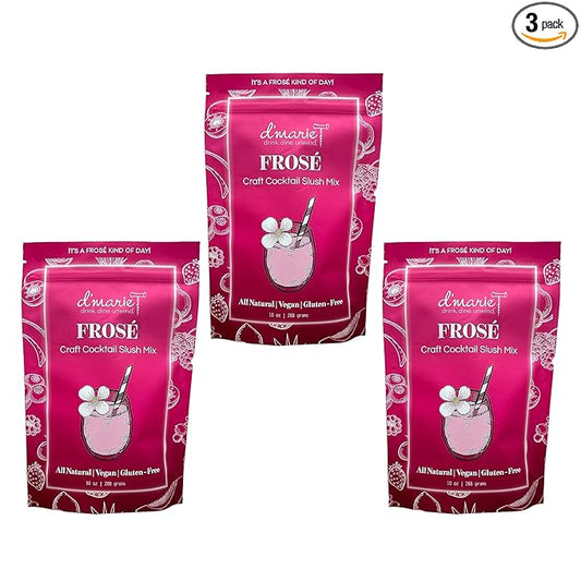 Frozen Cocktail Drink Mix - Each Bag Makes 10 Wine Slushies - Drink Powder Pouches for Alcohol - All Natural Low Sugar Mixer, No Blender Needed - Fros챕, 3 Pack