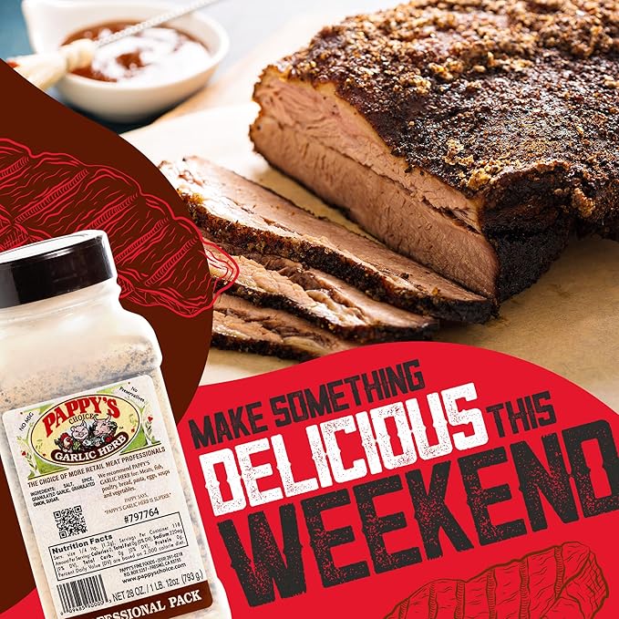 Pappy's Garlic & Herb Seasoning - Perfect for BBQ, Smoked Brisket, Steak, Chicken, Seafood, Veggies & More | Ideal for Grilling, Roasting, and Slow-Cooked Meats
