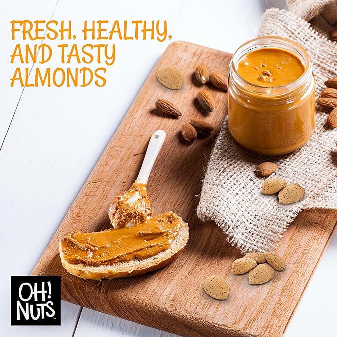 Oh! Nuts Raw Almond in Shell - Bulk Almonds - 2 lb - 100% Natural Whole Almonds