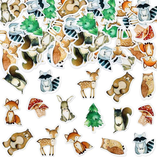 40Pcs Edible Animal Cupcake Toppers Wafer Paper Woodland Cupcake Toppers Picks for Animal Drink Topper Baby Shower or Birthday Party Decoration