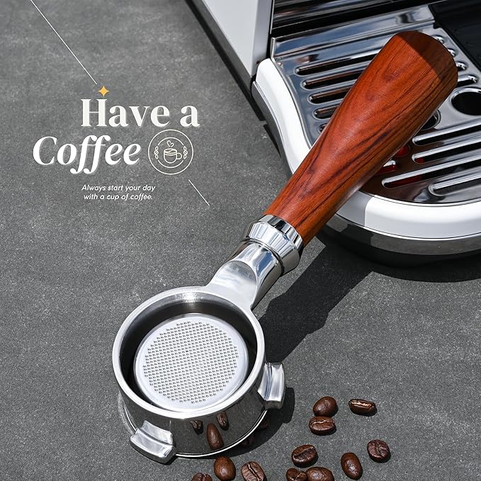 54mm Bottomless Portafilter - Fits Breville Espresso Coffee Machine Barista Express, Pro, Touch, Bambino (Plus), BES870XL/870BSXL/878BSS/880BSS/840XL +Filter Basket +Wall Holder (1)