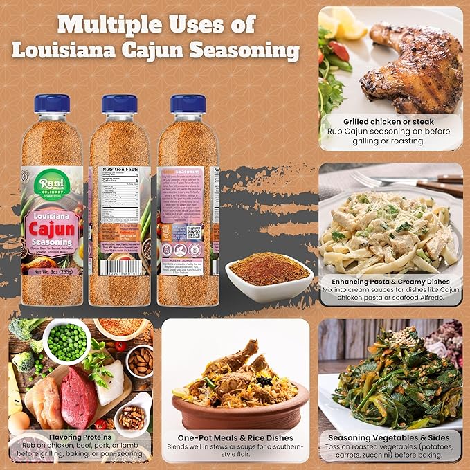 Rani Louisiana Cajun Seasoning (Special Blend for Soup or Gravies) 9oz (255g) PET Jar ~ All Natural | Gluten Friendly | NON-GMO | Kosher | Vegan | Product of USA