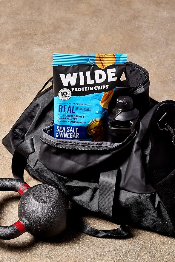 Sea Salt and Vinegar Protein Chips by Wilde Chips, Thin and Crispy, High Protein, Keto Friendly, Made with Real Ingredients, 2.25oz Bag (8 Pack)??,<div>