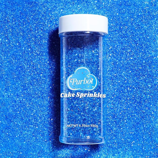 Blue Sprinkles Sanding Sugar, 6.35 Oz Edible Sparkling Sugar Crystals for Baking Cookies Ice Cream Cupcake Cake Decorations