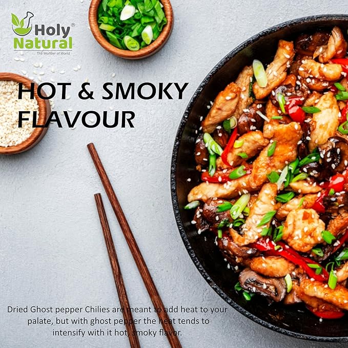 Ghost Pepper Chili Whole (Bhut Jolokia Chili/Ghost Pepper Pod) ??2.5 oz/71 gm, 100% Pure, Smoked, Hottest & Spicy Chili of the world, Add Unique, Delicious, and Smoky Flavour to Your Favourite Dishes