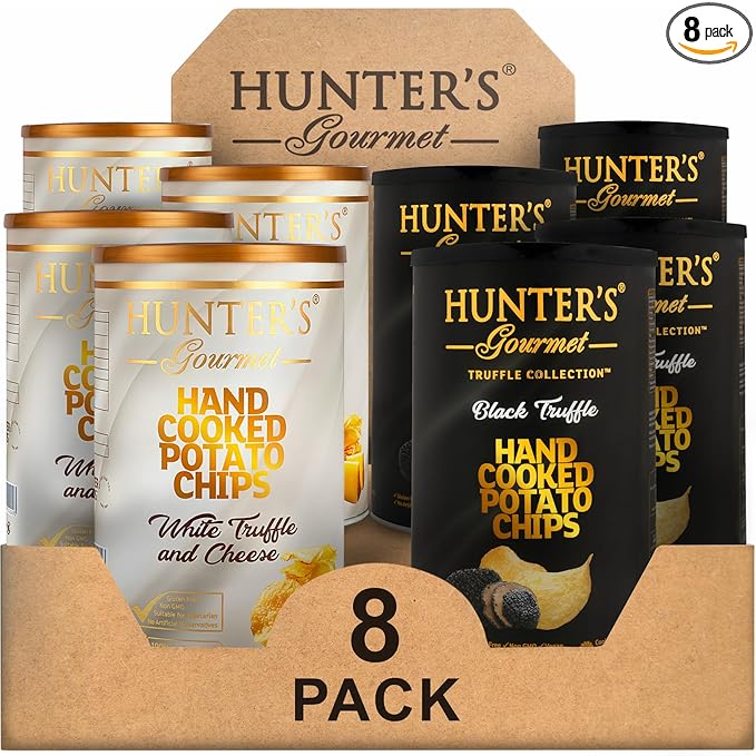 Hunter's Gourmet Chips Truffle Collection | Hand-Cut | Made in a Nut-Free Facility | Cholesterol-Free | No Artificial Colors | Vegetarian Truffle Lover | Premium Treat Pack of 8