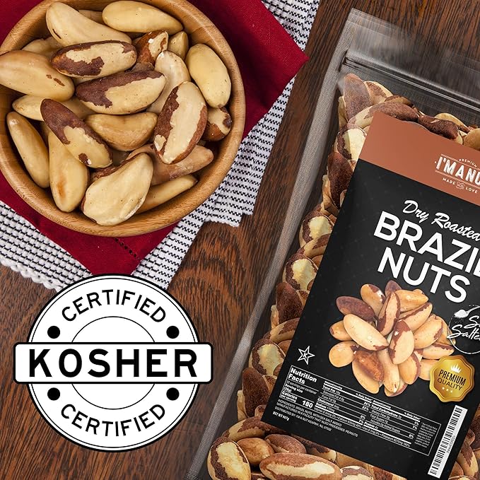 I’m A Nut Brazil Nuts, Dry Roasted, 16 oz (1 Pound) | No oil | No Herbicides Or Pesticides | Batch Tested Gluten & Peanut Free | Non GMO | No PPO | Vegan and Keto Friendly | Premium Quality | Made from 100% Natural Brazil Nuts