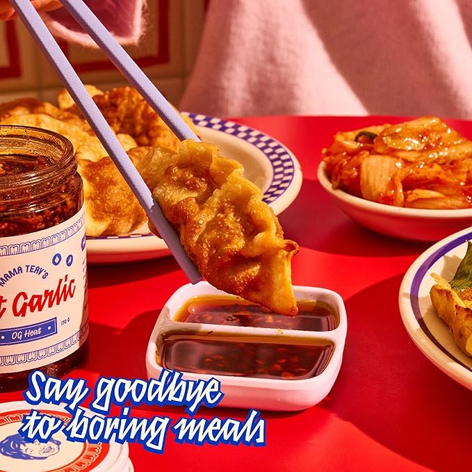 Mama Teav's Hot Garlic Chili Crisp - Spicy, Crunchy, Umami Chili Oil with Garlic & Cambodian Chilis - Vegan, Gluten-Free, All-Natural - Cold-Pressed Grapeseed Oil - 6oz Jar