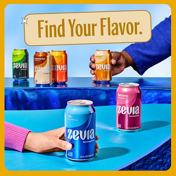 Zevia Zero Sugar Soda, Cream Soda, 12 oz Cans (8-Pack) ??Naturally Sweetened, Non-GMO Project Verified, Gluten-Free, Vegan
