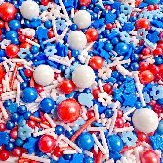 Red White and Blue Sprinkles, Patriotic Sprinkle Mix, 4th of July Sprinkles, Perfect for Cake Decorations, Baking, Ice Cream, Cookies, Cupcake Topper