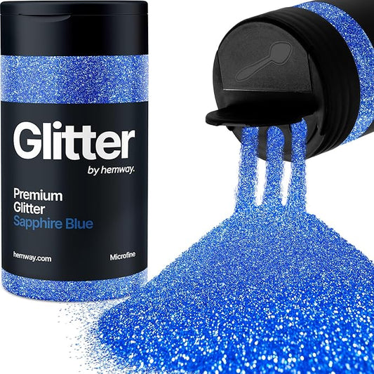 Hemway Premium Glitter Shaker - Sapphire Blue | 125g Microfine Metallic Flake Sequins for Resin & Epoxy Crafts | Craft Supplies for Tumblers, Festival, Art