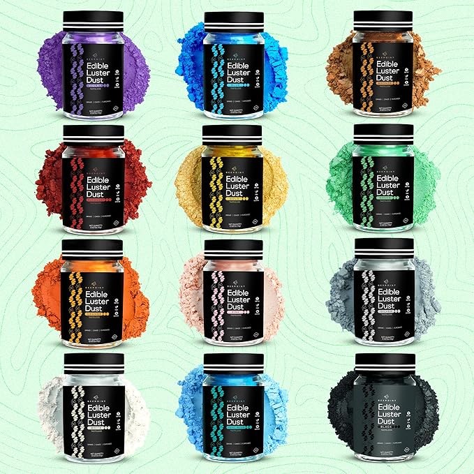 BeePoint Green Edible Luster Dust 15g - Food Grade, Vibrant Color Shimmer Powdered Dust for Drinks, Cocktails, Cake Decorating, Baking, Chocolates, Candy, Sweets, & Cookies - Vegan & Gluten Free