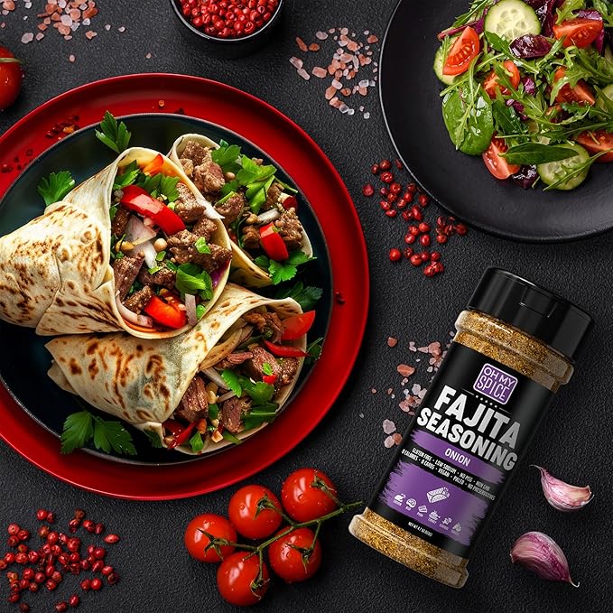 Fajita Seasoning Mix Onion Powder Seasoning - Gluten Free & Low Sodium Mexican Seasonings Blend for Meat & Vegetables, Fish, Steak & Chicken Fajita. Taco Mix Spices. Fajitas Seasonings Spice. 4.7oz
