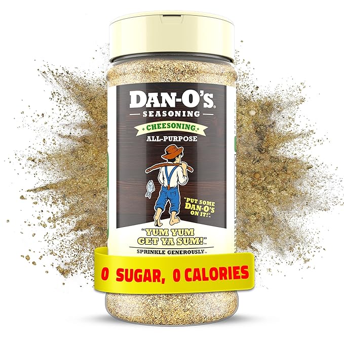 Dan-O's Cheesoning Seasoning, 7.6 oz Bottle, All Purpose Seasoning for Pizza, Popcorn, Chicken, Bread and More, Sugar Free, Zero Calorie, Parmesan Cheese Replacement for your Favorite Foods