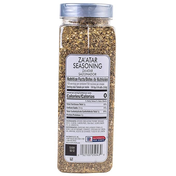 McCormick Culinary Za'atar Seasoning, 12.5 oz - One 12.5 Ounce Container of Zaatar Seasoning Blend, Adds Middle Eastern Flavor to Beef, Chicken, Lamb, Hummus, Roasted Vegetables, and More