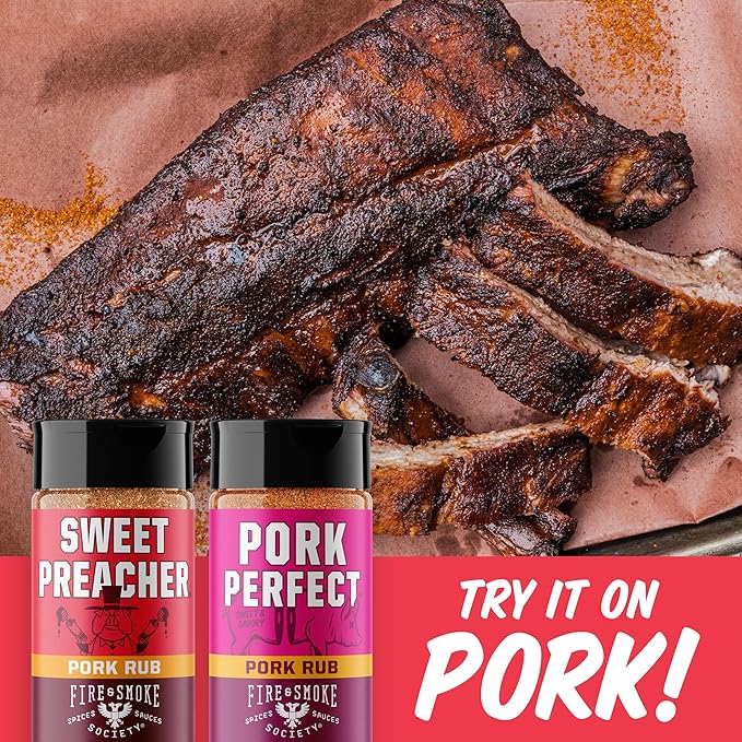 Fire & Smoke Society Essential Grill Variety Pack | BBQ Rubs and Seasonings, Grilling Gifts for Fathers Day, Mens Gifts | Steak Seasoning, Chicken, Burgers, Pulled Pork | Large Spices Set (8-Pack)