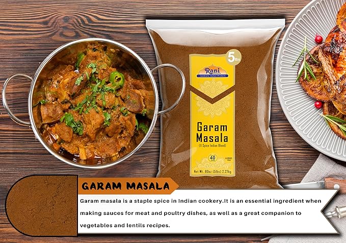 Rani Garam Masala Indian 11-Spice Blend 80oz (5lbs) 2.27kg Bulk ~ All Natural, Salt-Free | Vegan | No Colors | Gluten Friendly | NON-GMO | Kosher | Indian Origin