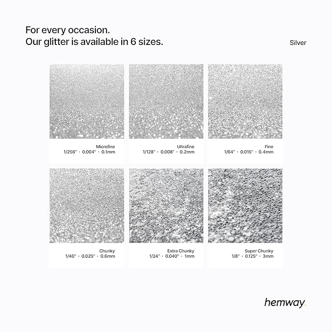 Hemway Premium Glitter Shaker - Silver | 130g Fine Metallic Flake Sequins for Resin & Epoxy Crafts | Craft Supplies for Tumblers, Festival, Art