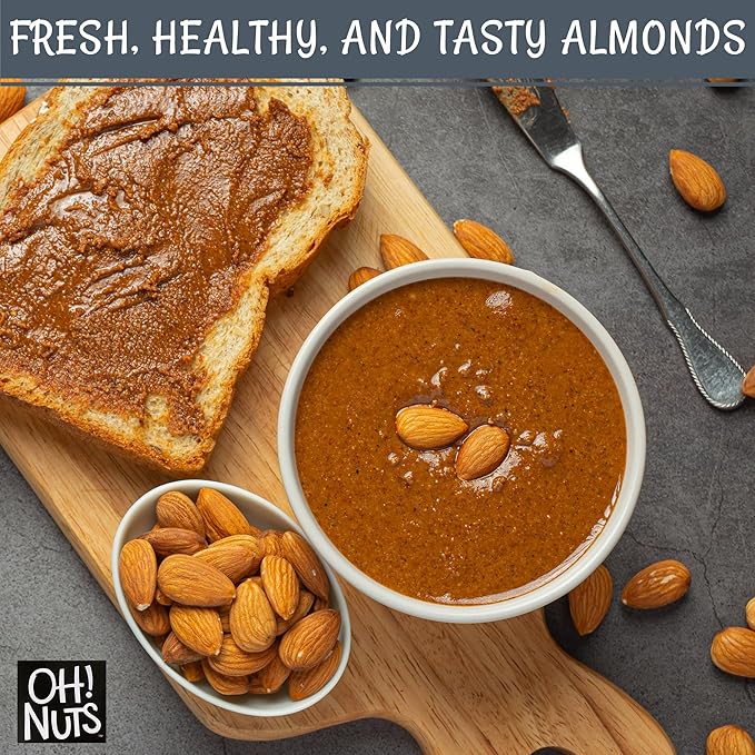 Oh! Nuts Almonds - Dry Roasted Unsalted Almonds - 2 lb - No Salt, No Oil All-Natural Protein - Packed in New York Zip-Seal Bag for Exceptional Freshness