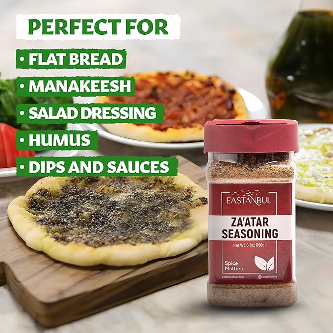 Eastanbul Zaatar Seasoning, 6.3oz, Za'atar, Zaatar Spice from Middle Eastern Spices, Perfect for Mediterranean Seasoning Blends, AKA Zahter, Zatar, Za atar, Za' atar Spice, No MSG, Sodium Free