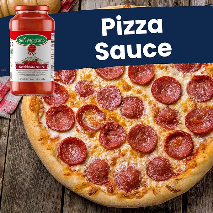 La San Marzano Arrabiata Sauce, 24 oz, Pasta Sauce Made in Italy, All Purpose Tomato Premium Quality, All Natural, Mediterranean Diet, Non GMO, Vegan, Gluten Free