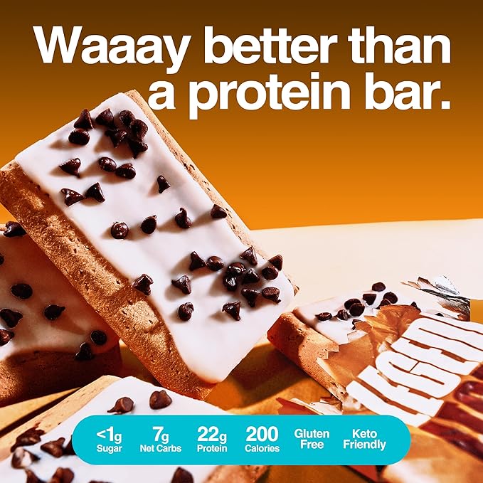 Legendary Foods 22g Protein Pastry+ S'mores Low Carb Meal Replacement Bar - Low Glycemic, Gluten Free Protien Snacks - Healthy Keto Snack Box, 8x Zero Sugar Energy Bars - Bariatric Diabetic Friendly