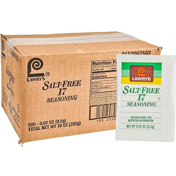 Lawry's Salt Free 17 Seasoning Packets, 500 count - One 500 Count Box of 17 Seasoning Spice Blend Packets, Perfect Seasoning for Low Sodium and Reduced Sodium Diets