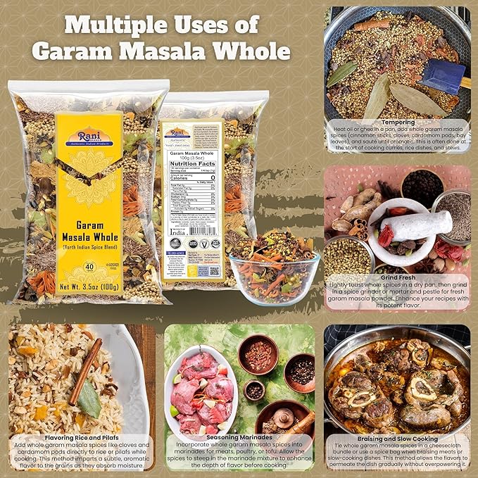 Rani Garam Masala Indian 11 Whole Spices Blend 3.5oz (100g) ~ All Natural, Salt-Free | Vegan | No Colors | Gluten Friendly | NON-GMO | Indian Origin