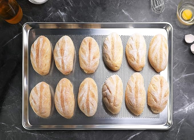 New Star Foodservice Commercial-Grade 18-Gauge Aluminum Sheet Pan/Bun Pan (18 L x26 W x1 H inch (Full Size) Pack of 12)