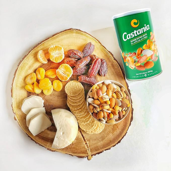 Castania BBQ Lebanese Mixed Nuts, Super Extra Mix with Pistachios, Almonds, Cashews, Hazelnuts, Peanuts, Pumpkin Seeds, Corn, and Chickpeas, 16oz (Pack of 4)