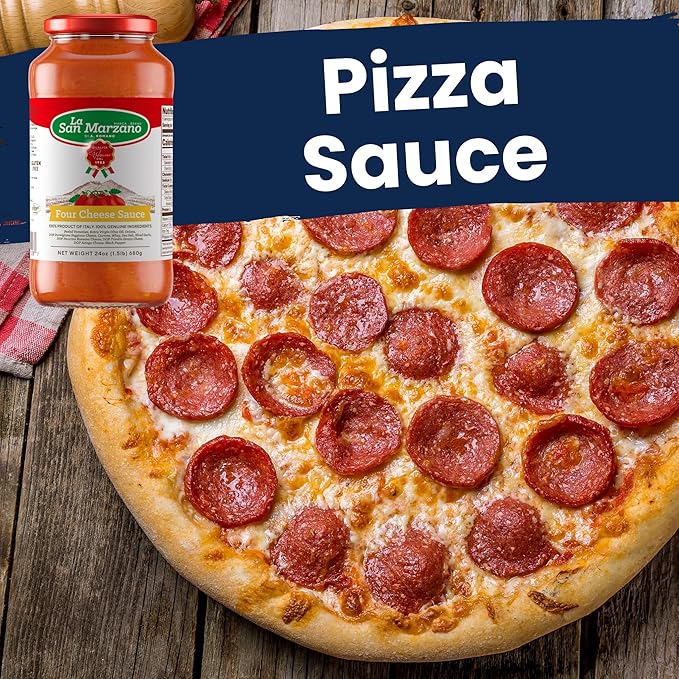 La San Marzano Four Cheese Sauce, 24 oz, Pasta Sauce Made in Italy, All Purpose Tomato Premium Quality, All Natural, Non GMO, Gluten Free