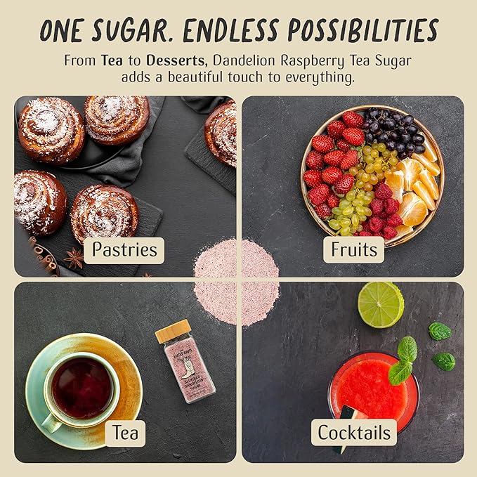 The Salted Roots Bluebird Dandelion Sugar - Floral, Sweet & Citrusy with Blue Tea, Rosehips & Raspberries - Gourmet Sugar for Tea, Pastries & Cocktails – 4oz Jar