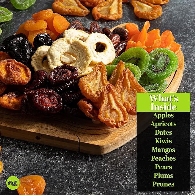 NUT CRAVINGS - Diwali Rosh Hashana & Shana Tova Dried Fruit Flower Arrangement in Wooden Apple-Shaped Gift Basket + Tray (9 Assortment) Healthy Snack Care Package, Food Assortments