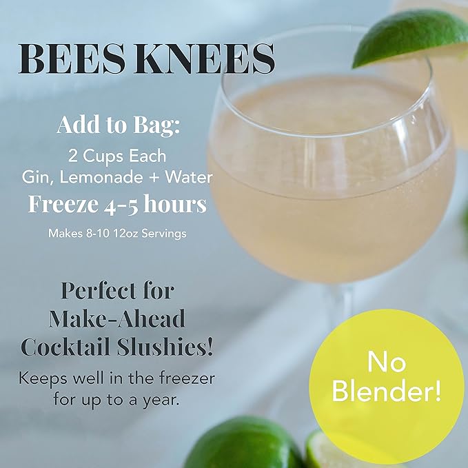Frozen Cocktail Drink Mix - Makes 10 Slushies - Bees Knees Drink Powder Pouches for Alcohol - All Natural Low Sugar Mixer, No Blender Needed