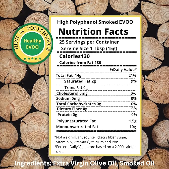M.G. PAPPAS High Polyphenol Rich Smoked Infused Olive Oil Extra Virgin - Over 500mg/kg- Unfiltered First Cold Pressed Greek EVOO - Award Winning ??12.7 Oz 375ml