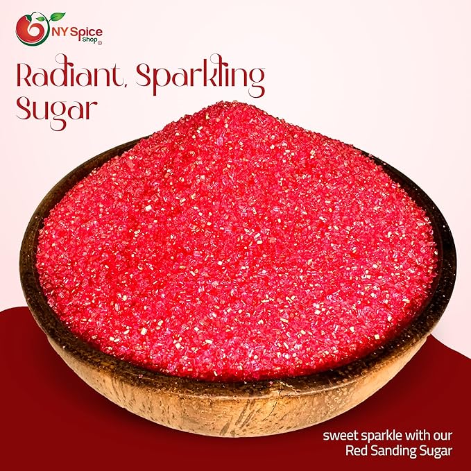 NY Spice Shop Red Sanding Sugar - 8 Ounce Sweet Colorful Edible Sprinkles For Candy Dish - Sugar Sprinkles For Cake Decorating Cookies Basket & Dishes
