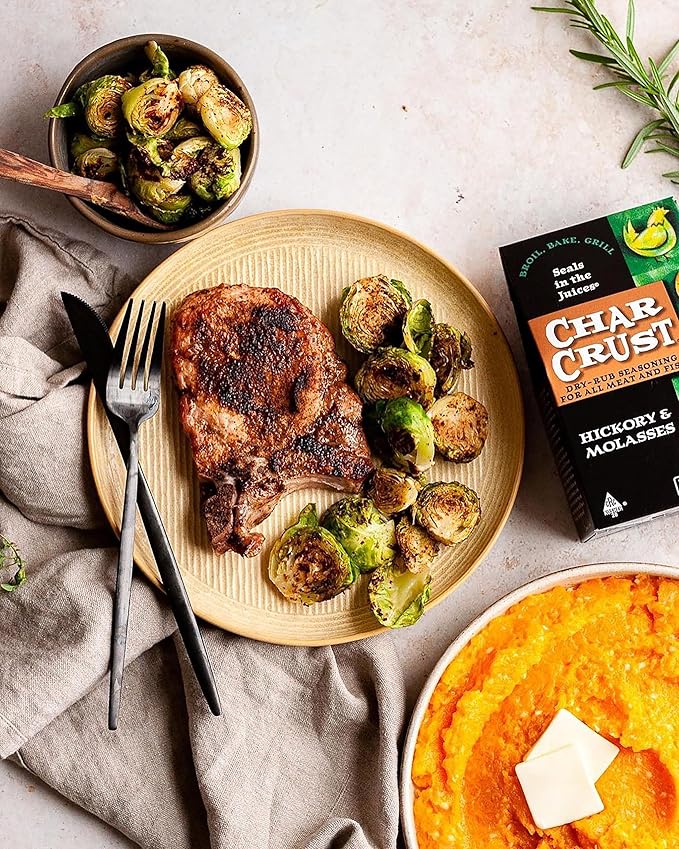 Char Crust Dry-Rub Seasonings Hickory & Molasses | All-in-one seasonings | Perfect for Burgers, Steak, Chicken, Salmon | Signature Crust that Seals in the Juices, 4 Ounce (Pack of 3)