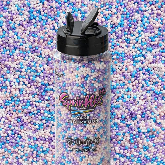 Mermaid Pastel Nonpareils Sprinkles, 4oz Edible Pink Blue and Purple Pearl Sprinkles for Ice Cream Toppings Cupcake Cake Chocolate Decoration, Wedding Party Cookies Baking Dessert Food Supplies