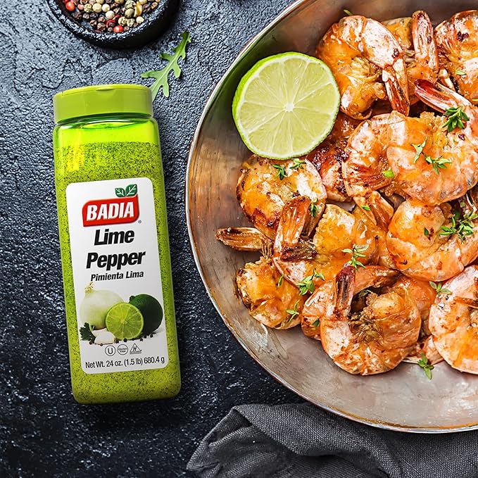 Badia Lime Pepper Seasoning, 24 oz - Pepper, Garlic & Onion, Zesty Citrus Blend for Chicken, Seafood & Vegetables