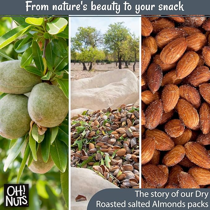 Oh! Nuts Almonds - Dry Roasted Salted - 1 lb - Freshly Oven Roasted and Salted Almonds - Packed in New York Zip-Seal Bag for Exceptional Freshness