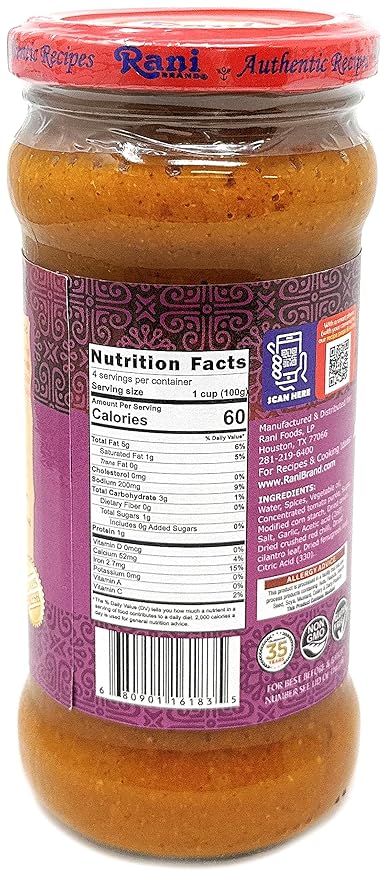 Rani Vindaloo Curry Vegan Simmer Sauce (Spicy Tomato, Red Peppers & Spices) 14oz (400g) Glass Jar ~ Easy to Use | Vegan | No Colors | All Natural | NON-GMO | Gluten Free | Indian Origin