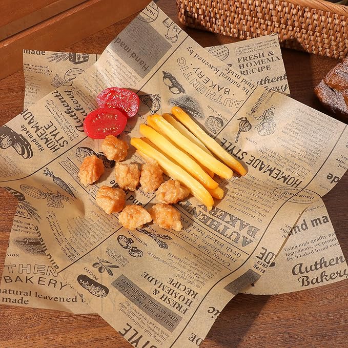 100 Sheets Sandwich Wrapping Paper, 15x11" Printed Parchment Paper, Newspaper Food Wrap Deli Paper Sheets for Outdoor Picnic, Churches, Home Party