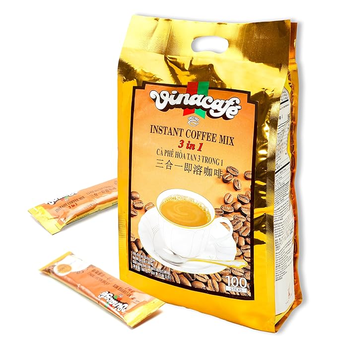 Vinacafe Premium 100 Sticks 3 in 1 Instant Coffee Mix, Single Serves