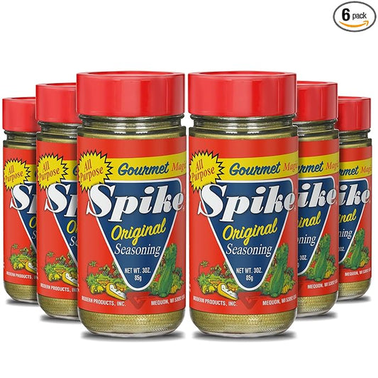 Spike Original All-Purpose Seasoning Salt, Herb, Veggie & Spice Blend 6-Pack ??MSG-Free Seasonings & Spices, 3 Oz Ea