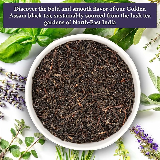 Birdsong Golden Assam- Organic Black Tea, Flavourful Caffeinated English Breakfast Assam Tea with Malty, Mandarine, Wood Notes and 100% Natural Sweetness, 20 Non-GMO Plant-Based Pyramid Tea Bags